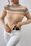 Casual Striped Basic Turtleneck Tops