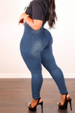 Casual Solid Basic Plus Size Jeans