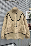 Casual Solid Patchwork Zipper Collar Outerwear