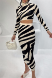 Casual Striped Basic Turtleneck Long Sleeve Two Pieces