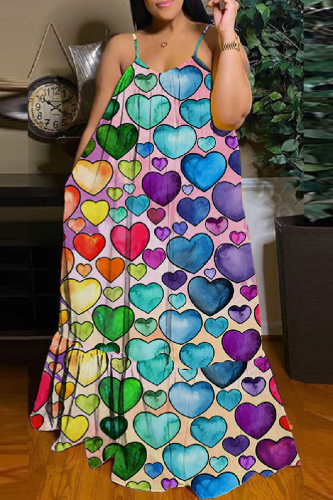 Sexy Casual Print Backless Spaghetti Strap Long Dress Dresses