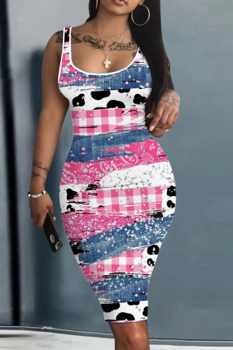 Casual Print Basic U Neck Vest Dress Dresses Casual Print Basic U Neck Vest Dress Dresses