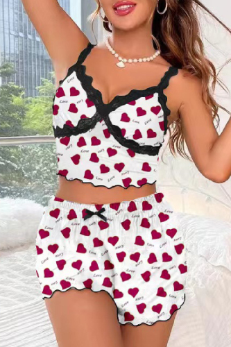 Sexy Living Print Lace Patchwork Backless Lingerie