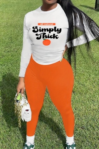 Casual Print Basic O Neck Long Sleeve Two Pieces