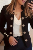 Casual Solid Buttons Turn-back Collar Outerwear