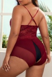Sexy Living Solid Hollowed Out Backless Plus Size Sleepwear