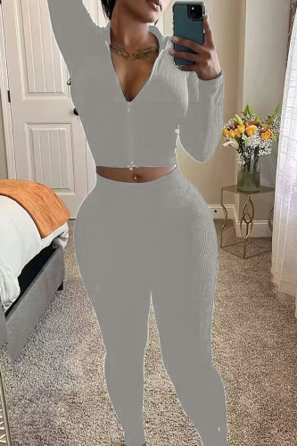 Sportswear Solid Patchwork Zipper Zipper Collar Long Sleeve Two Pieces
