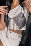 Sexy Patchwork Tassel Backless Halter Tops
