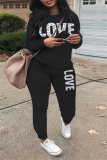 Casual Print Basic O Neck Plus Size Two Pieces
