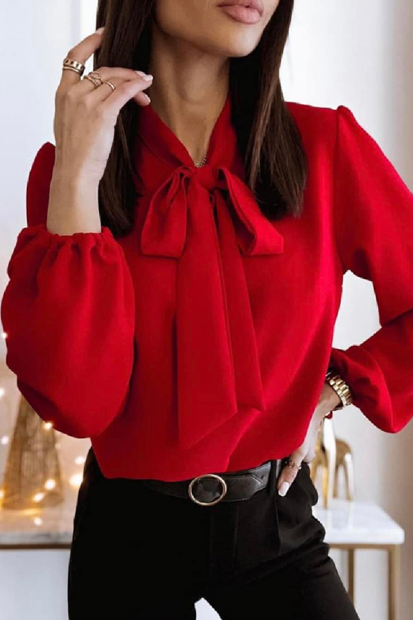 Elegant Solid Patchwork Frenulum V Neck Tops