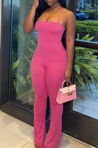 Sexy Casual Solid Backless Spaghetti Strap Skinny Jumpsuits