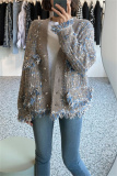 Casual Patchwork Tassel Buttons Cardigan Outerwear
