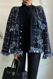 Casual Patchwork Tassel Buttons Cardigan Outerwear