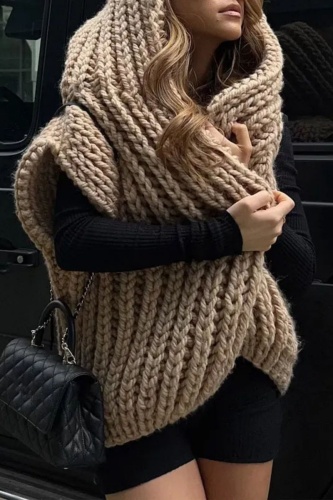 Casual Solid Cardigan Hooded Collar Tops