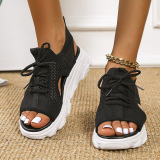Casual Bandage Hollowed Out Patchwork Solid Color Fish Mouth Comfortable Out Door Shoes