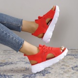 Casual Bandage Hollowed Out Patchwork Solid Color Fish Mouth Comfortable Out Door Shoes