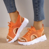 Casual Bandage Hollowed Out Patchwork Solid Color Fish Mouth Comfortable Out Door Shoes