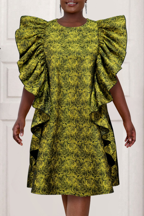 Casual Print Patchwork O Neck Plus Size Sleeveless Dress