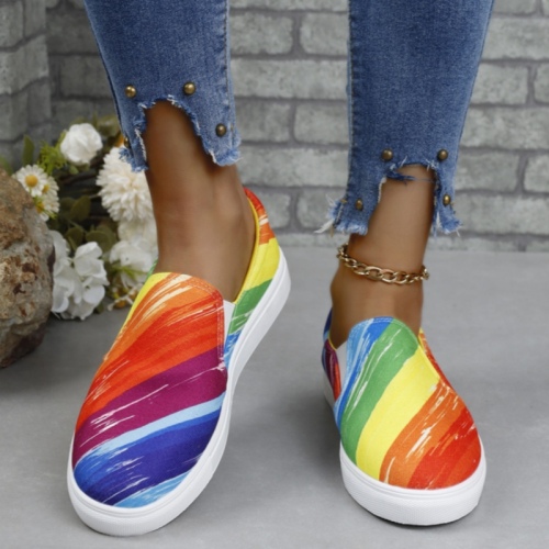 Casual Patchwork Printing Round Comfortable Out Door Flats Shoes