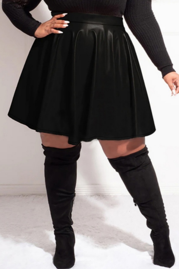 Casual Solid Patchwork Plus Size Skirt