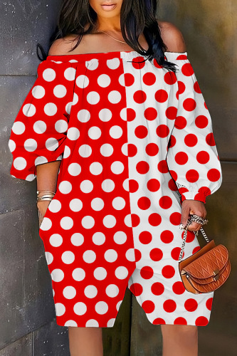 Casual Print Patchwork Off the Shoulder Regular Rompers