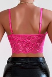 Sexy Casual Solid Patchwork Feathers Backless Spaghetti Strap Tops