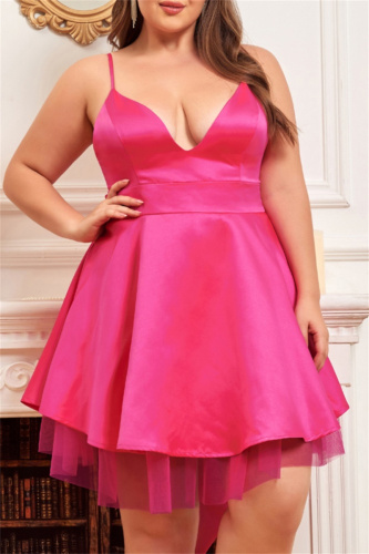 Sexy Solid Backless V Neck Sling Dress Plus Size Dresses