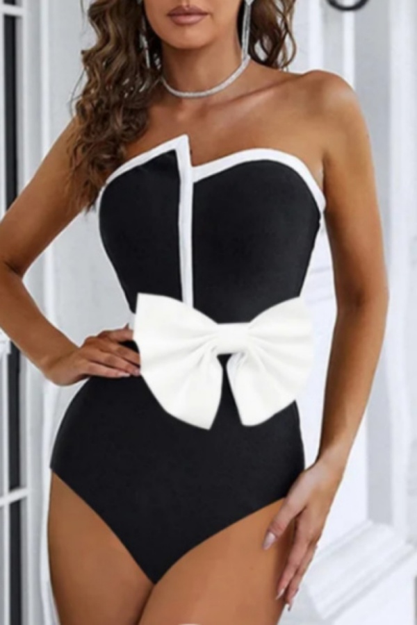 Sexy Patchwork Backless With Bow Swimwears (With Paddings)