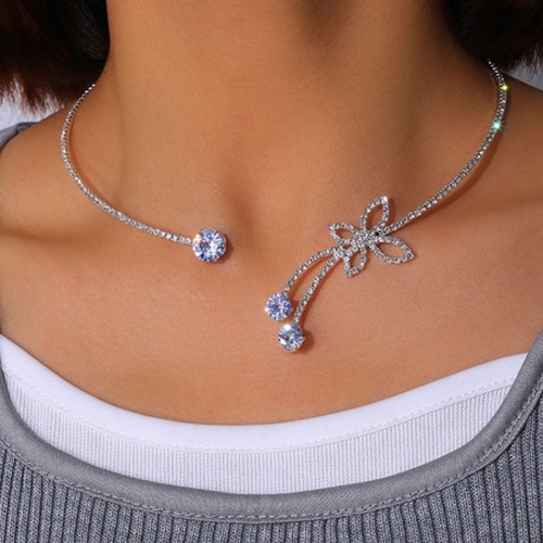 Daily Simplicity Patchwork Butterfly Rhinestone Necklaces