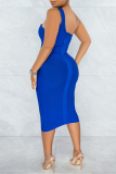 Sexy Solid Backless Oblique Collar Wrapped Skirt Dresses