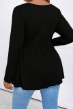 Casual Solid Patchwork Square Collar Plus Size Tops