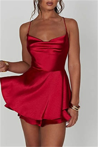 Sexy Solid Backless Cross Straps Spaghetti Strap Sleeveless Dress Dresses