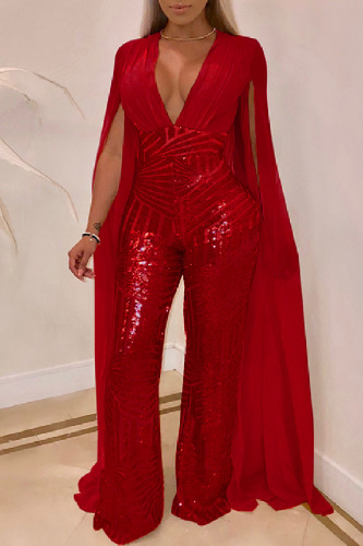 Sexy Patchwork Embroidered Sequins Backless V Neck Skinny Jumpsuits Sexy Patchwork Embroidered Sequins Backless V Neck Skinny Jumpsuits