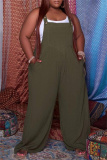 Casual Solid Backless Spaghetti Strap Plus Size Jumpsuits (Without Tops)