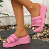 Casual Patchwork Solid Color Square Comfortable Out Door Wedges Shoes