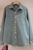 Casual Patchwork Hot Drill Shirt Collar Long Sleeve Regular Denim Jacket