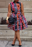 Casual Sweet Daily Elegant Simplicity Mixed Printing Printing Contrast O Neck Dresses