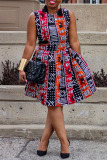 Casual Sweet Daily Elegant Simplicity Mixed Printing Printing Contrast O Neck Dresses