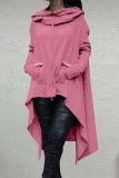 Casual Solid Asymmetrical Hooded Collar Tops