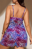 Leopard Print Sleeveless Backless Deep V Neck Vacation Beach Cami One Piece Swimsuit With Paddings