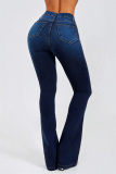 Casual Solid Basic High Waist Skinny Denim Jeans