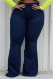 Casual Solid Basic Plus Size Jeans