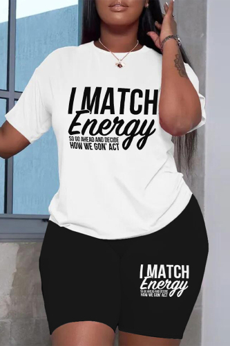 Casual Letter Printing O Neck Plus Size Two Pieces Casual Letter Printing O Neck Plus Size Two Pieces