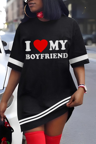 Casual Print Basic O Neck Short Sleeve Dress