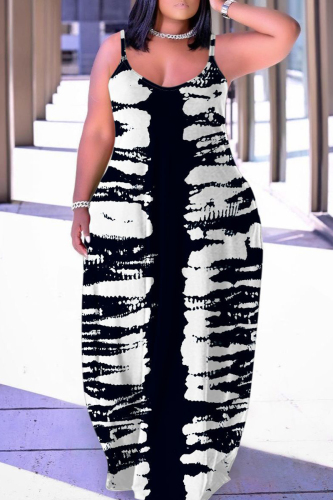 Sexy Casual Print Backless Spaghetti Strap Long Dress Dresses