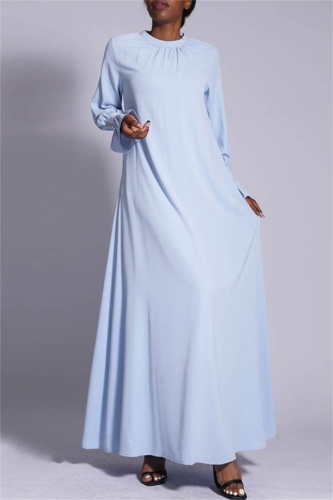 Casual Solid Basic O Neck Long Dress Dresses