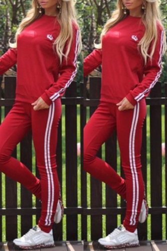 Casual Sportswear Print Patchwork O Neck Long Sleeve Two Pieces