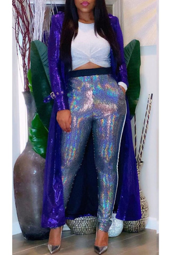 Silver Elastic Fly High Gilding pencil Pants Bottoms