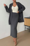 Casual Simplicity Solid Cardigan Collar Long Sleeve Two Pieces