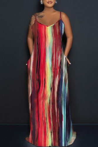 Sexy Casual Print Backless Spaghetti Strap Long Dress Dresses